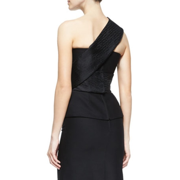 Alexander Mcqueen One-Shoulder Jacquard-Contrast Peplum Dress, US 02 - Picture 3 of 6